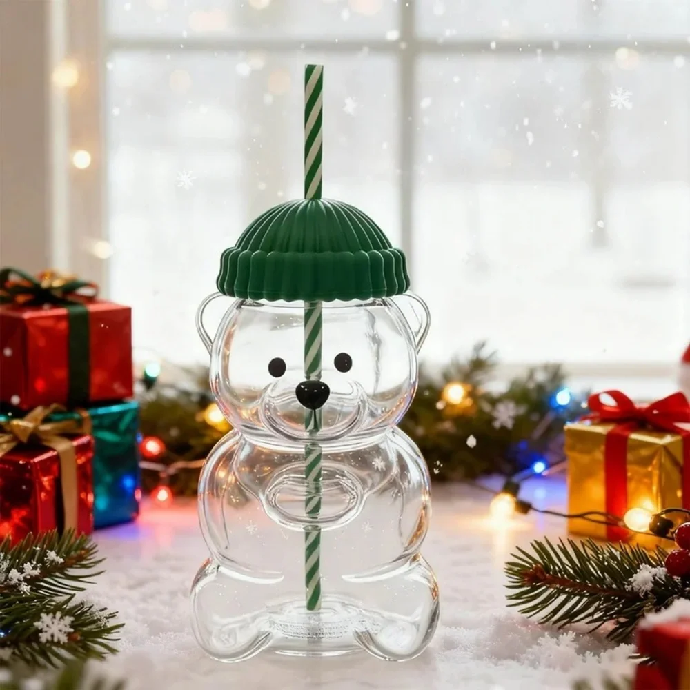 Green Bear Shaped Party Cup with Straw